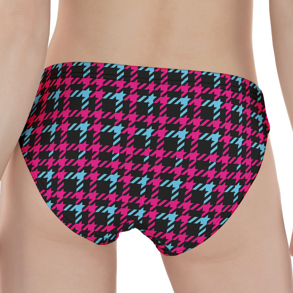Blue Pink And Black Houndstooth Print Women's Panties