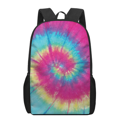 Blue Pink And Yellow Tie Dye Print 17 Inch Backpack