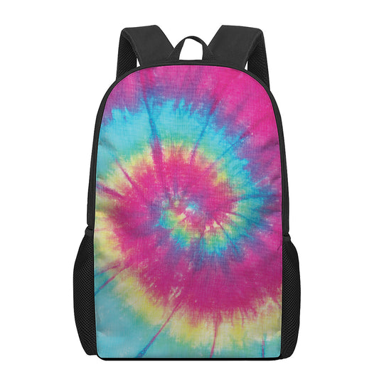 Blue Pink And Yellow Tie Dye Print 17 Inch Backpack