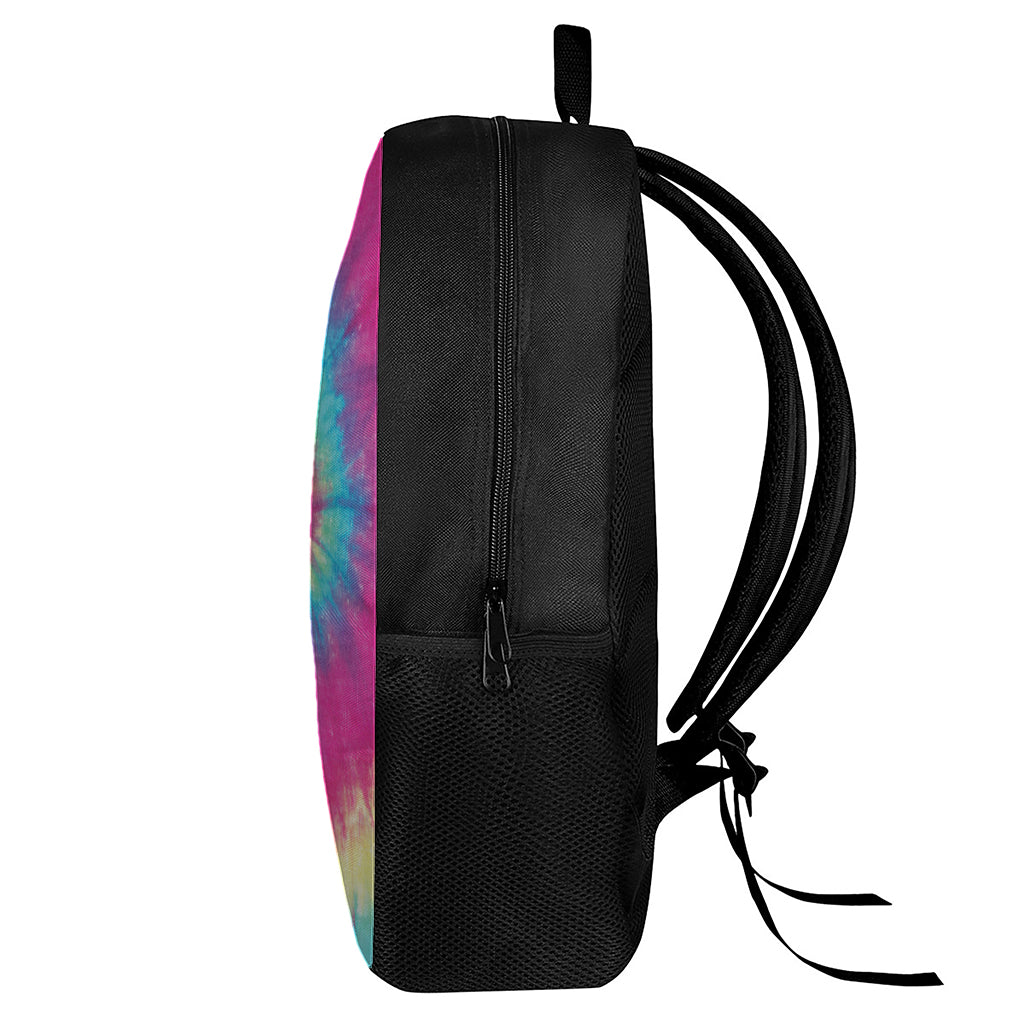 Blue Pink And Yellow Tie Dye Print 17 Inch Backpack