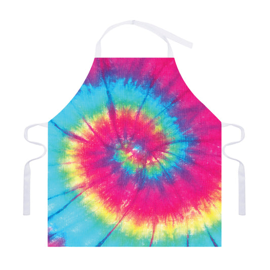 Blue Pink And Yellow Tie Dye Print Adjustable Apron