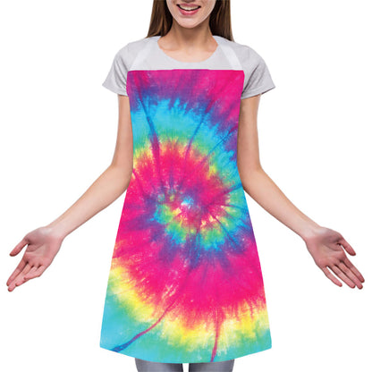 Blue Pink And Yellow Tie Dye Print Adjustable Apron