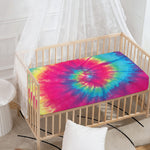 Blue Pink And Yellow Tie Dye Print Baby Crib Sheet