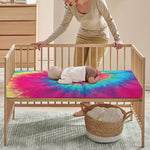Blue Pink And Yellow Tie Dye Print Baby Crib Sheet