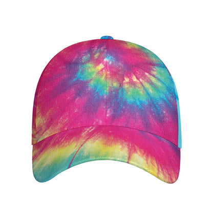 Blue Pink And Yellow Tie Dye Print Baseball Cap