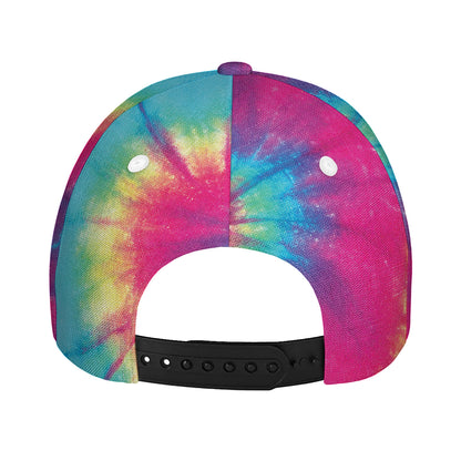 Blue Pink And Yellow Tie Dye Print Baseball Cap