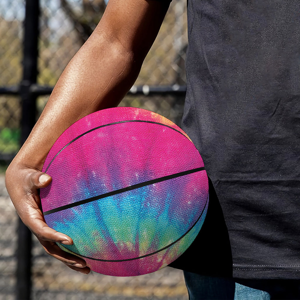 Blue Pink And Yellow Tie Dye Print Basketball