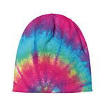 Blue Pink And Yellow Tie Dye Print Beanie