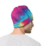 Blue Pink And Yellow Tie Dye Print Beanie