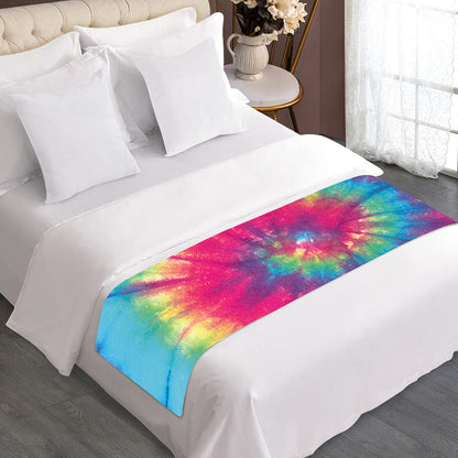 Blue Pink And Yellow Tie Dye Print Bed Runner