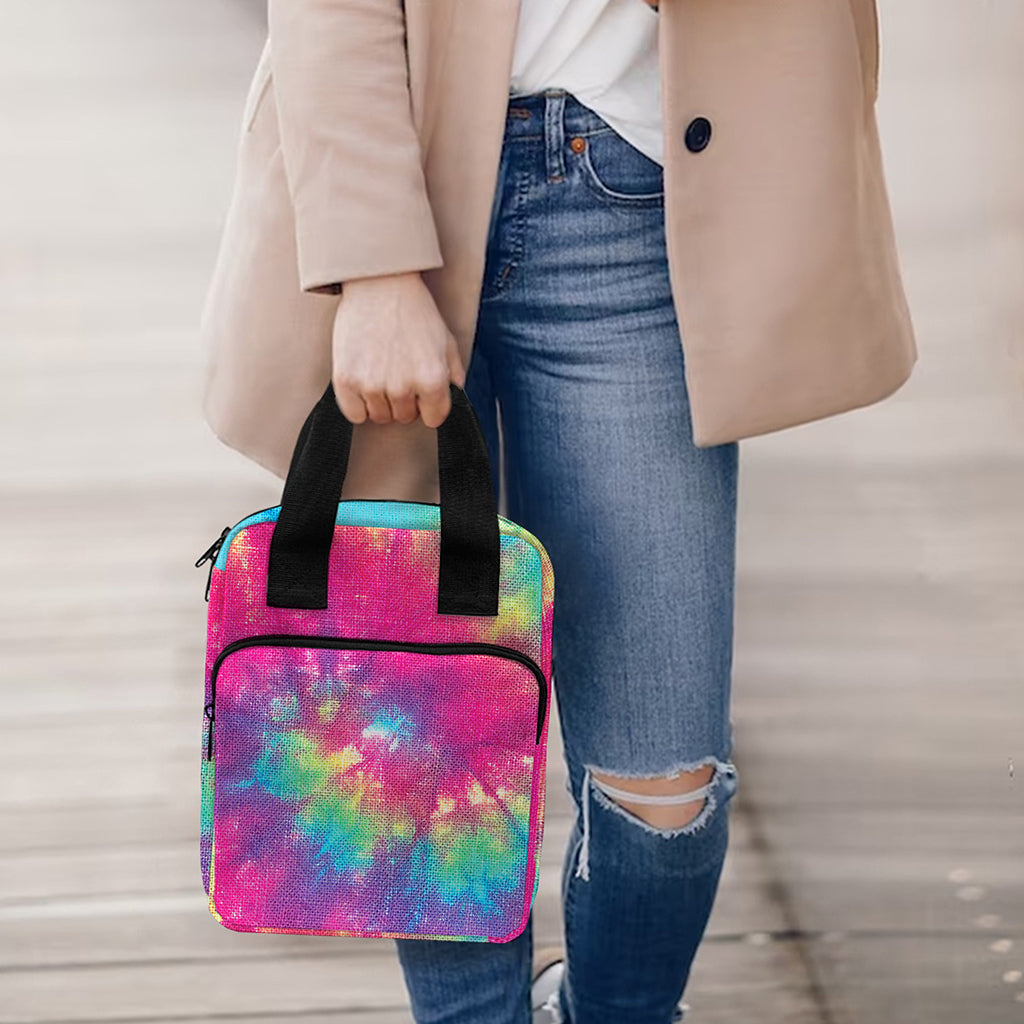 Blue Pink And Yellow Tie Dye Print Bible Tote Bag