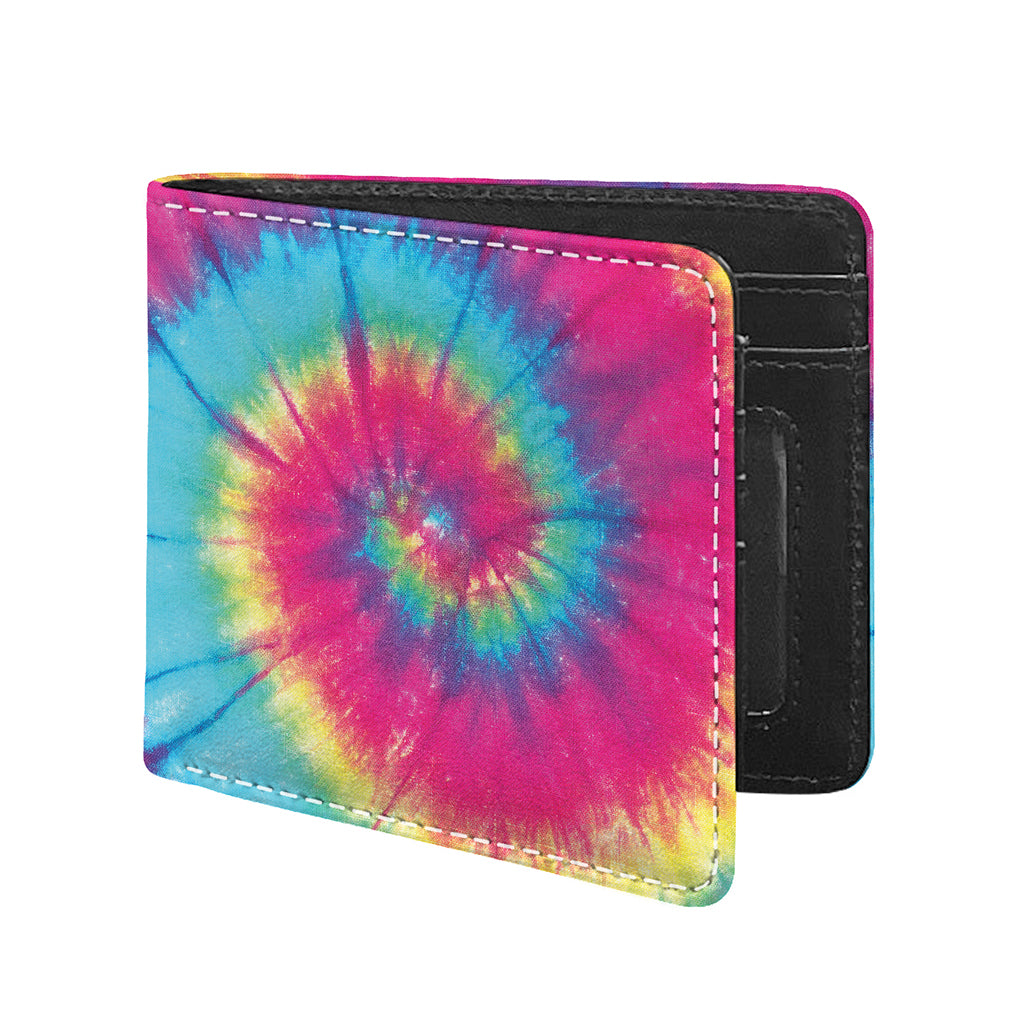 Blue Pink And Yellow Tie Dye Print Bifold Wallet