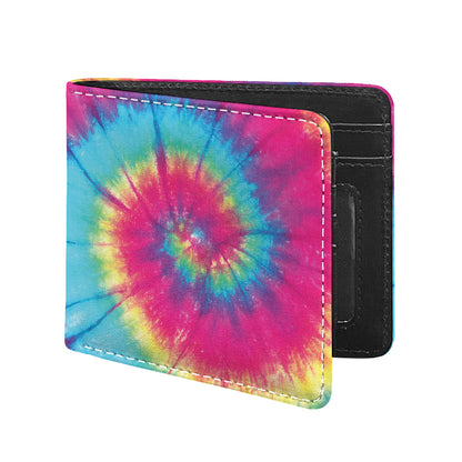 Blue Pink And Yellow Tie Dye Print Bifold Wallet