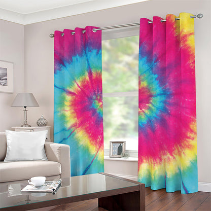 Blue Pink And Yellow Tie Dye Print Blackout Grommet Curtains