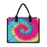 Blue Pink And Yellow Tie Dye Print Canvas Tote Bag