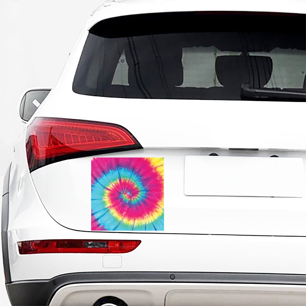 Blue Pink And Yellow Tie Dye Print Car Sticker
