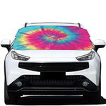 Blue Pink And Yellow Tie Dye Print Car Windshield Snow Cover