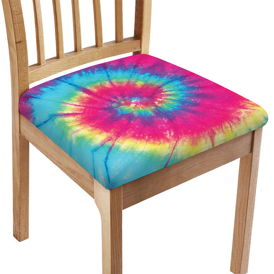 Blue Pink And Yellow Tie Dye Print Chair Cushion Cover