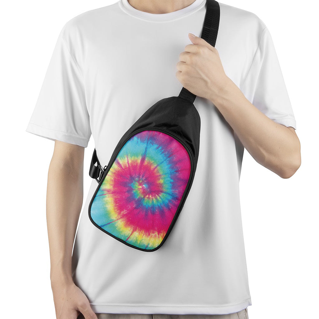 Blue Pink And Yellow Tie Dye Print Chest Bag