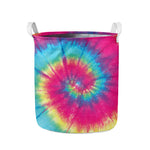 Blue Pink And Yellow Tie Dye Print Collapsible Laundry Basket