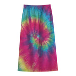 Blue Pink And Yellow Tie Dye Print Cotton Front Slit Maxi Skirt