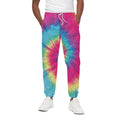 Blue Pink And Yellow Tie Dye Print Cotton Sweatpants