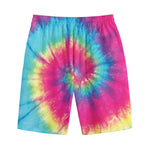 Blue Pink And Yellow Tie Dye Print Cotton Shorts