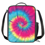 Blue Pink And Yellow Tie Dye Print Crossbody Lunch Bag