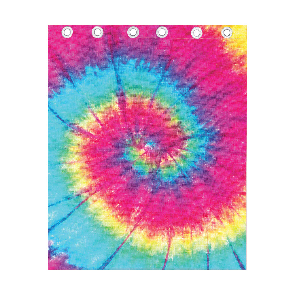 Blue Pink And Yellow Tie Dye Print Curtain