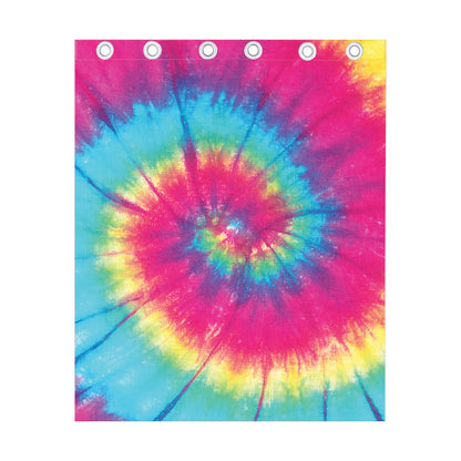 Blue Pink And Yellow Tie Dye Print Curtain