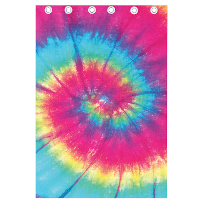 Blue Pink And Yellow Tie Dye Print Curtain
