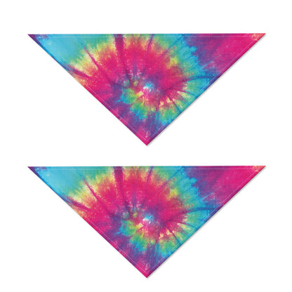 Blue Pink And Yellow Tie Dye Print Dog Bandana