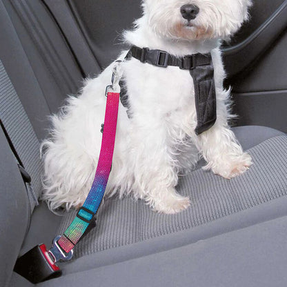 Blue Pink And Yellow Tie Dye Print Dog Seat Belt