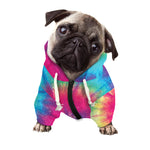 Blue Pink And Yellow Tie Dye Print Dog Zip Up Hoodie