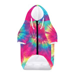 Blue Pink And Yellow Tie Dye Print Dog Zip Up Hoodie