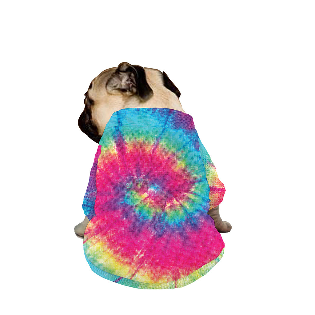 Blue Pink And Yellow Tie Dye Print Dog Zip Up Jacket