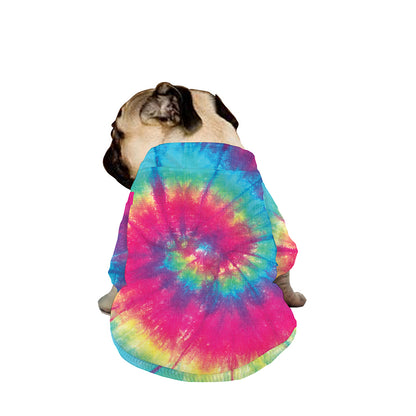 Blue Pink And Yellow Tie Dye Print Dog Zip Up Jacket