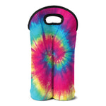 Blue Pink And Yellow Tie Dye Print Double Neoprene Wine Tote