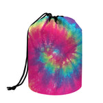 Blue Pink And Yellow Tie Dye Print Drawstring Makeup Bag