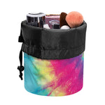 Blue Pink And Yellow Tie Dye Print Drawstring Makeup Bag