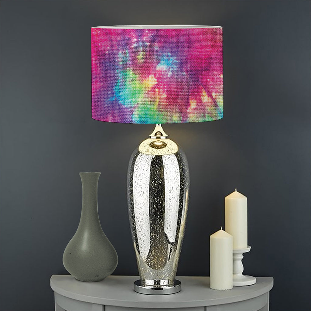 Blue Pink And Yellow Tie Dye Print Drum Lamp Shade