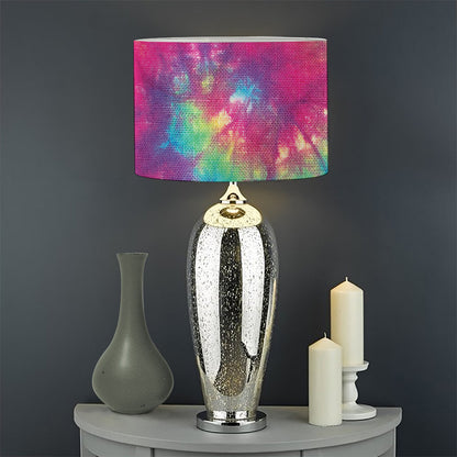 Blue Pink And Yellow Tie Dye Print Drum Lamp Shade