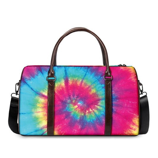 Blue Pink And Yellow Tie Dye Print Duffle Bag