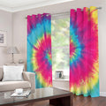 Blue Pink And Yellow Tie Dye Print Extra Wide Grommet Curtains