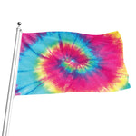 Blue Pink And Yellow Tie Dye Print Flag