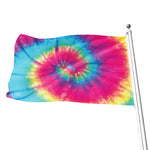 Blue Pink And Yellow Tie Dye Print Flag