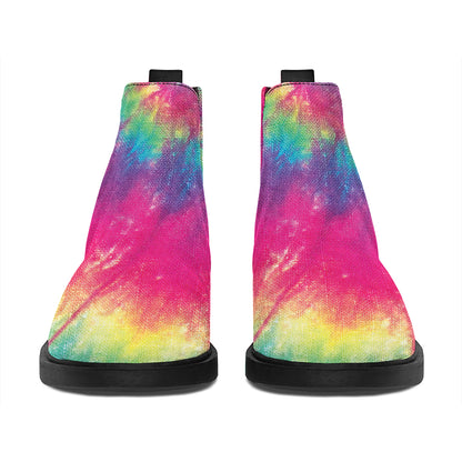 Blue Pink And Yellow Tie Dye Print Flat Ankle Boots