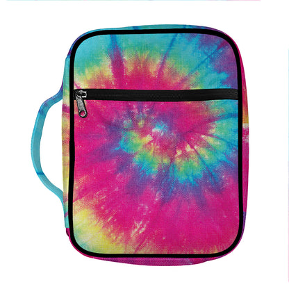 Blue Pink And Yellow Tie Dye Print Front Pocket Bible Bag