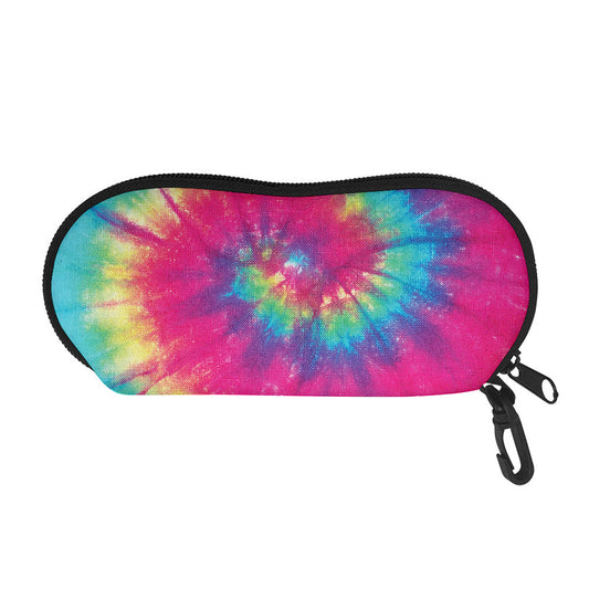 Blue Pink And Yellow Tie Dye Print Glasses Case