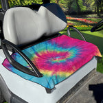 Blue Pink And Yellow Tie Dye Print Golf Cart Seat Cover